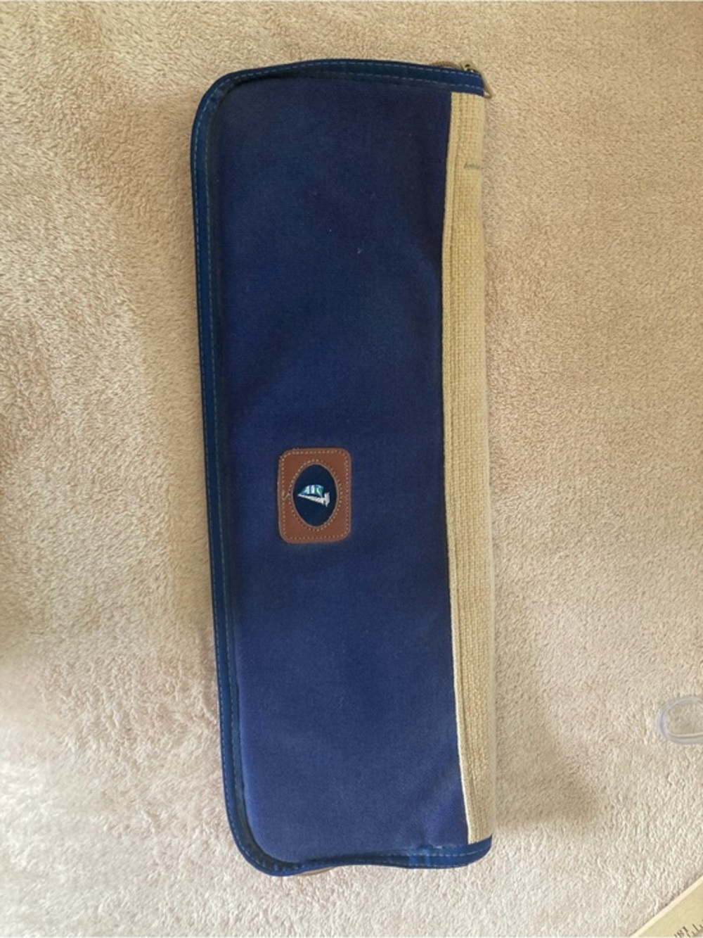 Vintage Pintail Duck Canvas Travel Tie Case Organizer Embroidered Blue Beige